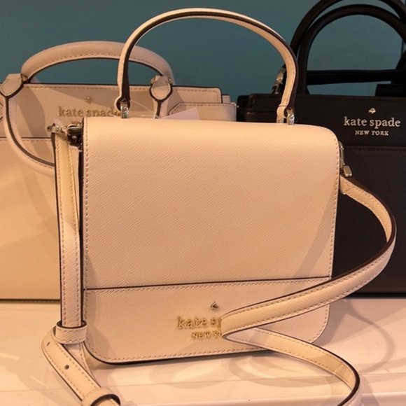 Kate Spade Staci Square Crossbody Saffiano Leather Parchment - Picture 16 of 16